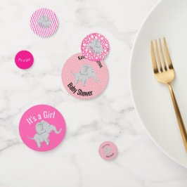 Confeti Chica rosa del Baby Shower del elefante
