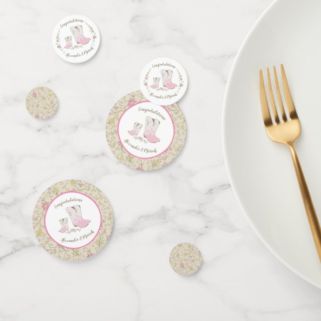 Confeti Chica rosa occidental del país Baby Shower rural d (Grupo)