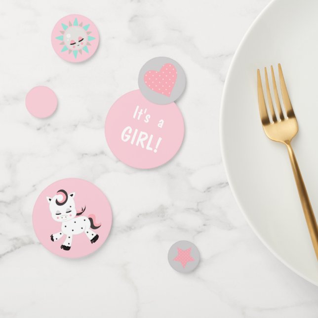 Confeti Chica rosado Plushie Pony Baby Shower (Grupo)