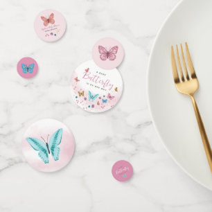 Confeti Chicas de mariposa floral cúrcuma rosa Baby Shower