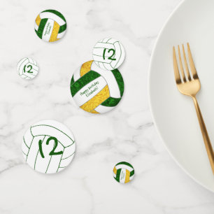 Confeti chicas de oro verde voleibol cumpleaños personaliz