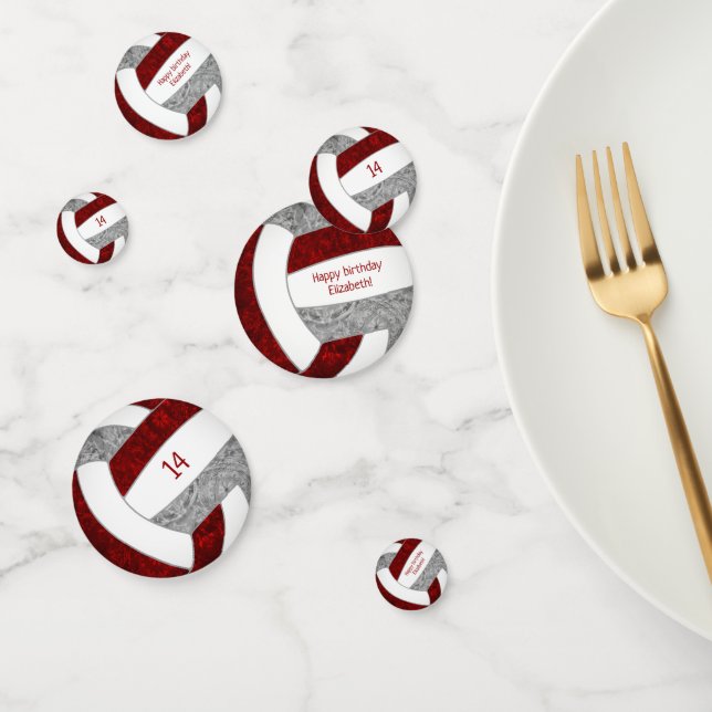 Confeti chicas grises maroon cumpleaños de voleibol person (Grupo)