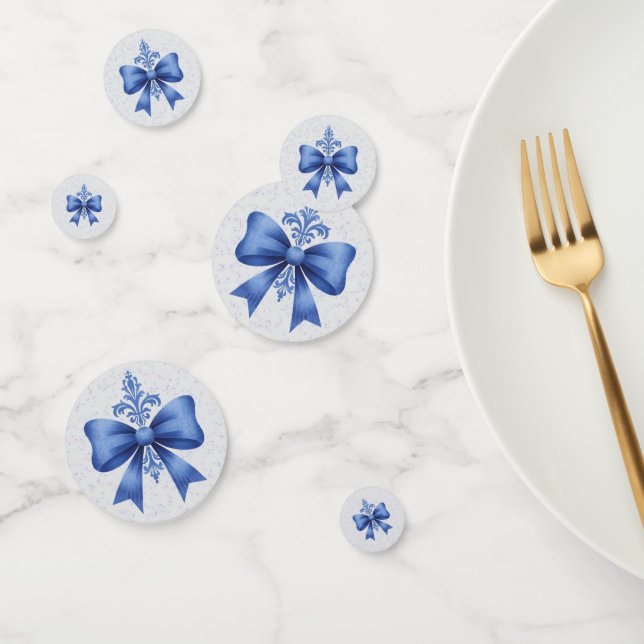 Confeti Chorro Nupcial Elegante de Lazo Azul (Grupo)