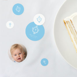 Confeti Christening Baby Blue Boy Photo and Crest Baptism