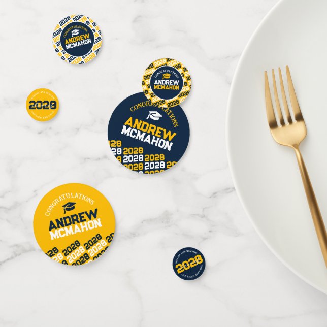 Confeti Clase de cualquier año personalizada de Navy & Gol (Grupo)