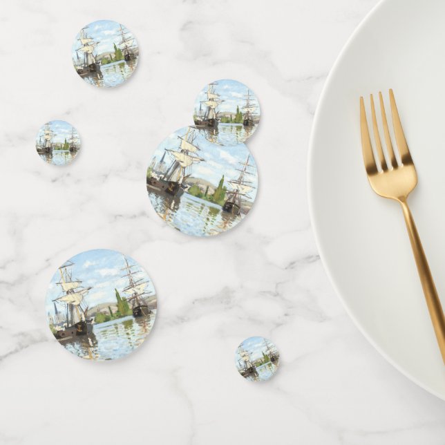 Confeti Claude Monet. Buques montando en el Sena en Ruán (Grupo)