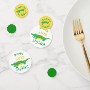 Confeti Cocodrilo del ligador verde amarillo de la fiesta