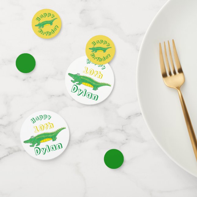 Confeti Cocodrilo del ligador verde amarillo de la fiesta  (Grupo)