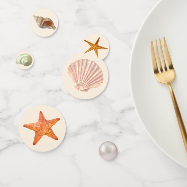 Confeti Cojeras de ostras marinas, estrellas y perlas sobr (Grupo)