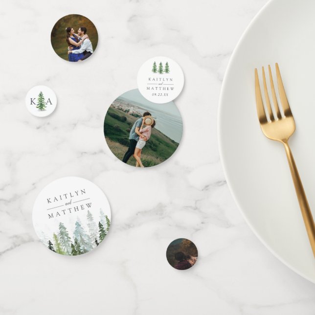 Confeti Colección de Bodas del bosque de pinos acuarela (Grupo)