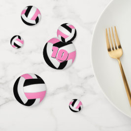 Confeti colores de equipo rosa negro chicas fiesta de vole
