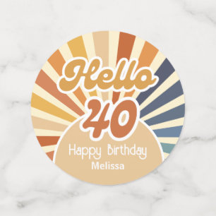 Confeti Colorido Retro Sun Groovy Wave Hola 40 cumpleaños