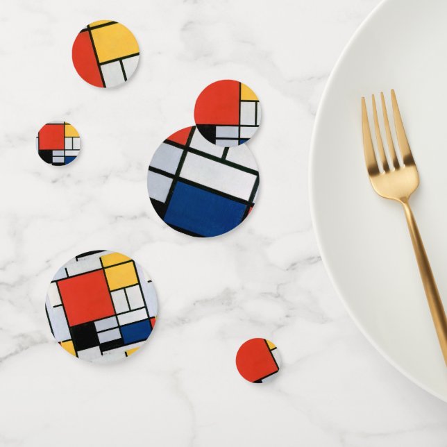 Confeti Composición Mondrial Negro Rojo Amarillo (Grupo)