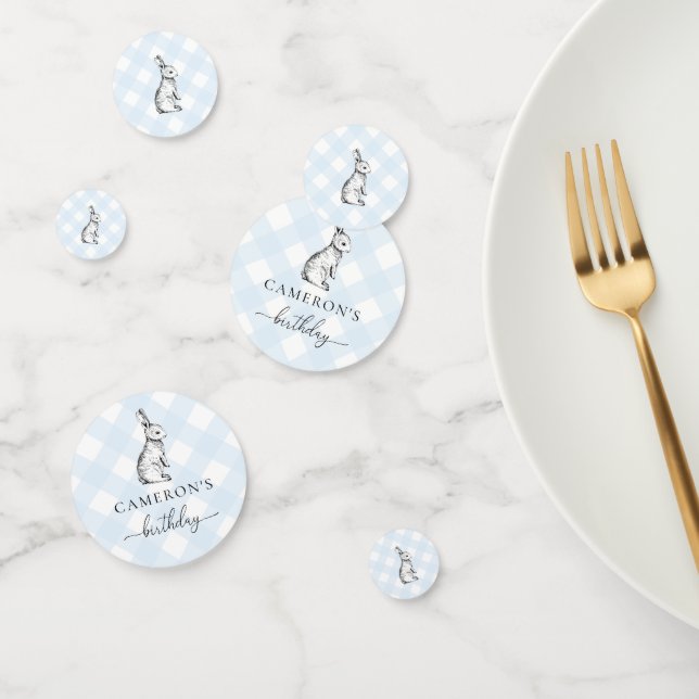 Confeti conejo azul Gingham Table Confetti (Grupo)
