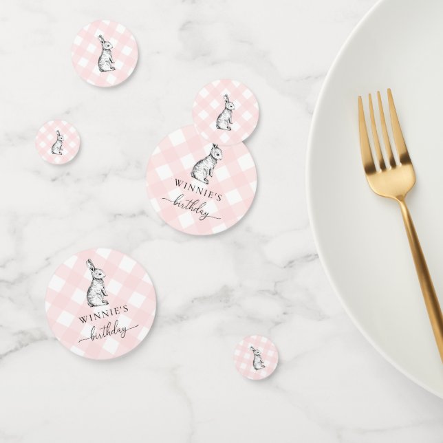 Confeti conejo rosa Gingham Table Confetti (Grupo)