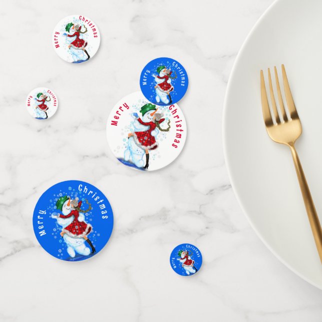 Confeti Confetti: Feliz hombre de nieve y Chica bailando N (Grupo)