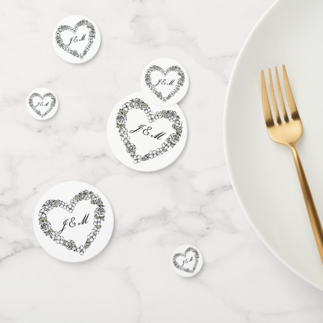 Confeti Confettis de table mariage coeur floral (Grupo)