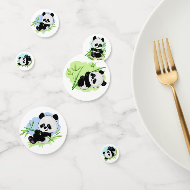 Confeti Contenedor de mesa de Cute Pandas (Grupo)