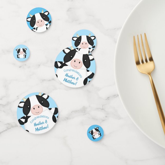 Confeti Cow Baby Shower Blue (Grupo)