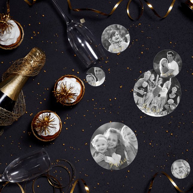 Confeti Crear texto de foto personalizado vintage en blanc (Create Custom Vintage Black and White Photo Text Confetti)