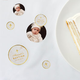 Confeti Cruz de mármol con baño de oro falso elegante escr