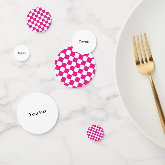 Confeti Cuadrados controlados retro geométrico blanco rosa (Grupo)