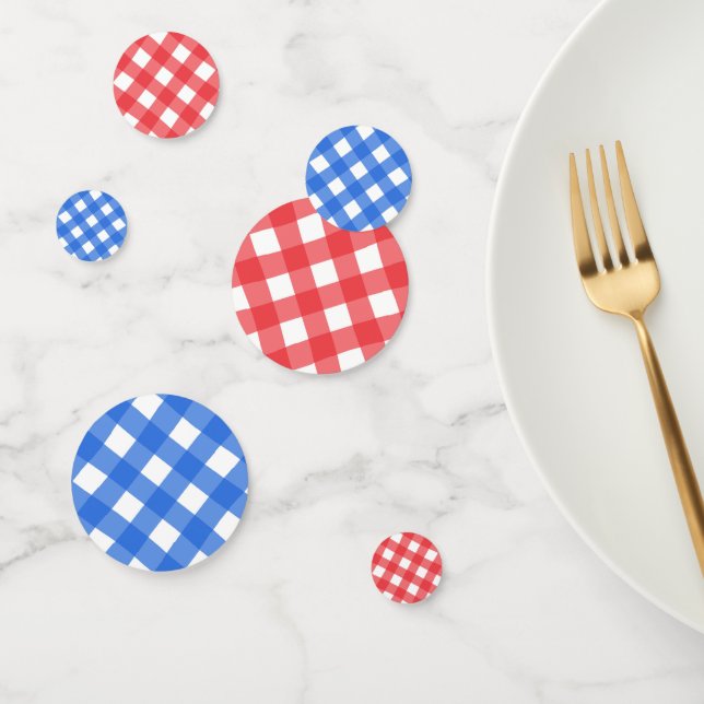 Confeti Cuadros azules y rojos a cuadros gingham (Grupo)