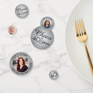 Confeti CUALQUIER cumpleaños saluda foto en negro y gris 3