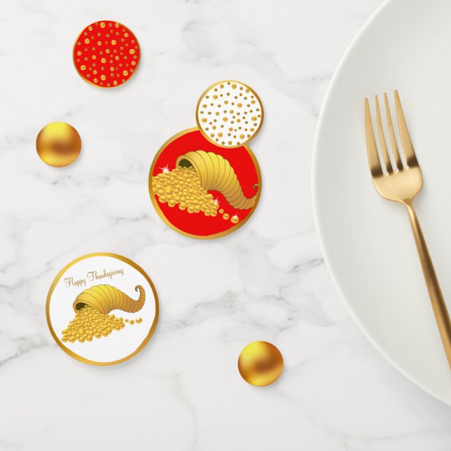 Confeti Cuerno Dorado de Abundantes en Rojo y Blanco (Grupo)