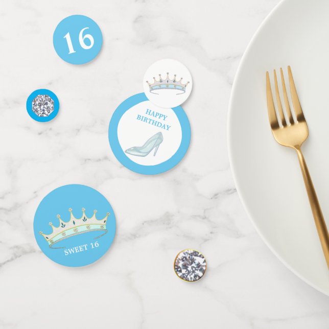 Confeti Cumpleaños 16 de Princesa en azul turquesa y blanc (Grupo)