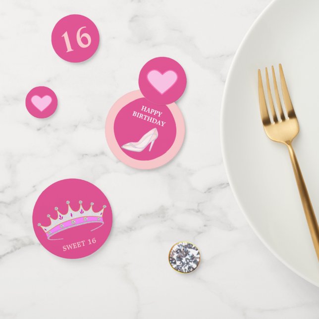 Confeti Cumpleaños 16 de Princesa en oro rosa (Grupo)