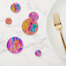 Confeti Cumpleaños 6 de niña con lentejuelas de arcoíris r