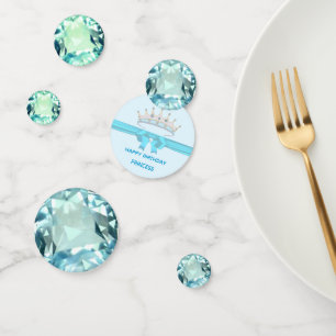 Confeti Cumpleaños con piedra preciosa aguamarina azul cla