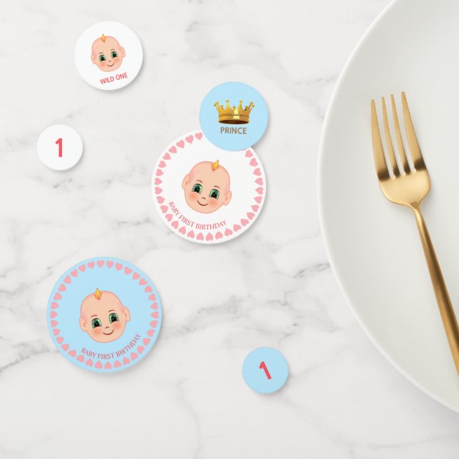 Confeti Cumpleaños de Baby Boy en azul y blanco (Grupo)