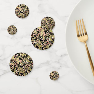 Confeti Cumpleaños de Camuflaje Rosa Verde Dorado Negro Fi