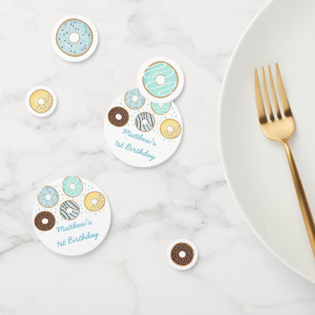 Confeti Cumpleaños de Cute Blue Donut (Grupo)