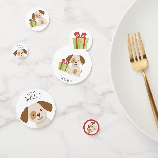 Confeti Cumpleaños de Cute Puppy (Grupo)