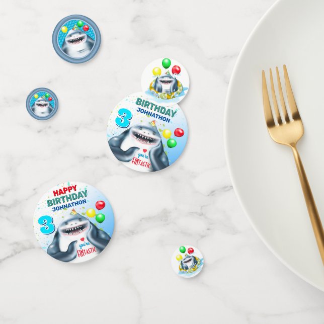 Confeti Cumpleaños de los Niños Fintásticos del Tiburón (Grupo)