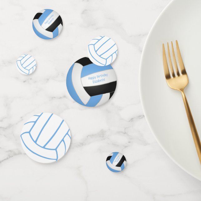Confeti cumpleaños de voleibol infantil negro azul claro (Grupo)