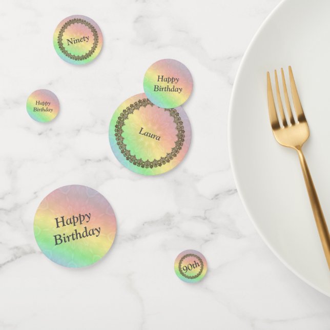 Confeti Cumpleaños del Arcoiris 90 personalizado (Grupo)