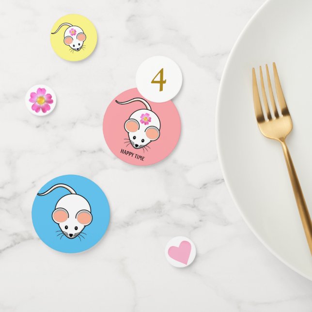 Confeti Cumpleaños del personalizado del ratón blanco (Grupo)