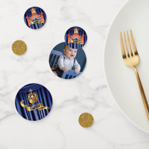 Confeti Cumpleaños del Príncipe de Oro Azul Real