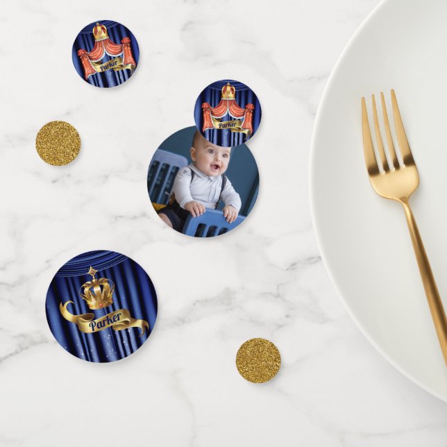 Confeti Cumpleaños del Príncipe de Oro Azul Real (Grupo)