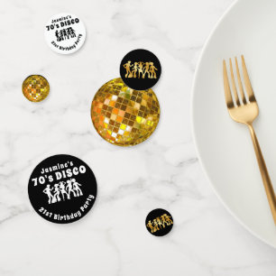 Confeti Cumpleaños Disco de los 70   Bola Purpurina de oro