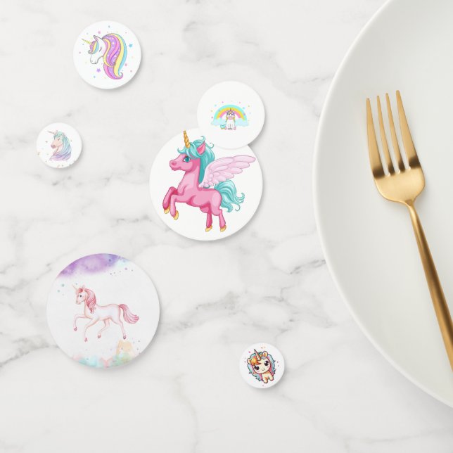 Confeti Cumpleaños Mágico Arcoíris Unicornio Rosa (Grupo)