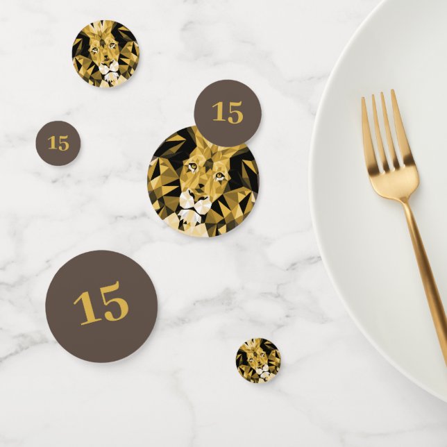 Confeti Cumpleaños Personalizado del León Geométrico Marró (Grupo)