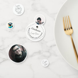 Confeti Custom Elegant Black and White Photo Graduation