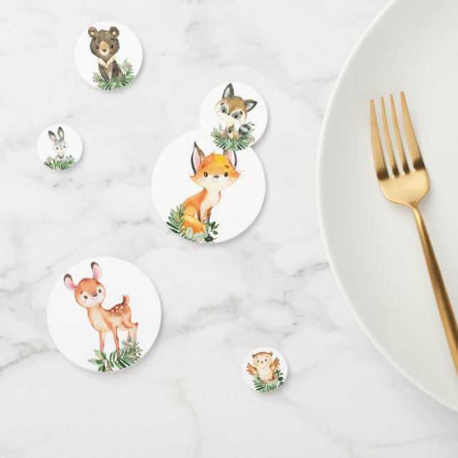 Confeti Cute Greenery Woodland Animales Baby Boy Cumpleaño (Grupo)