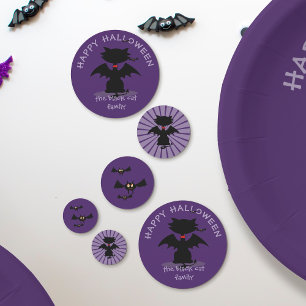 Confeti Cute Halloween Black Cat Bat Wings Personalizado C