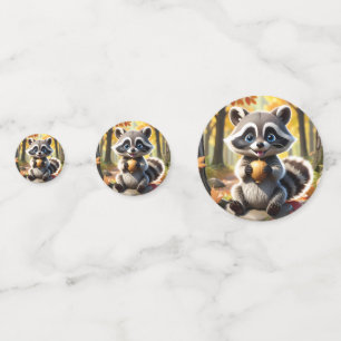 Confeti Cute Kawaii estilo Racoon sosteniendo una bellota